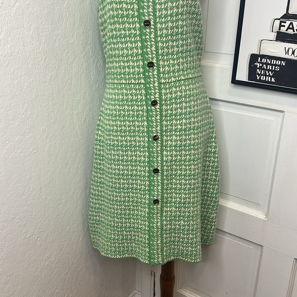 Sandro Lea Tweed Mini Dress in Green Organic Cotton Size 38/6US - Picture 6 of 9